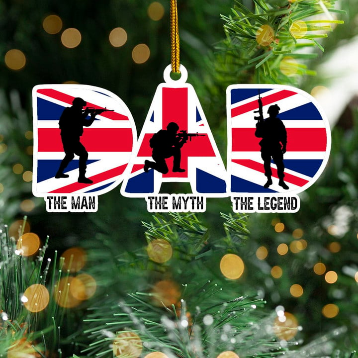 Dad The Man The Myth Legend UK Veteran Ornament Proud British Army Ornament Xmas Gifts For Dad