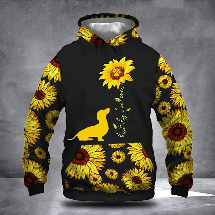 Sunflower Dachshund Best Dog Mom Ever Hoodie Memorial Dog Hoodie Gifts For Dachshund Lovers
