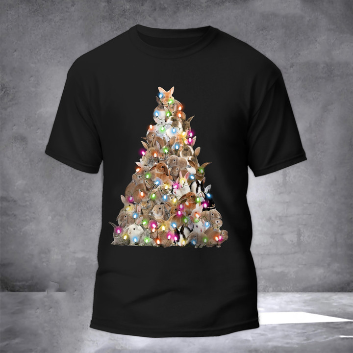 Bunny Christmas Tree Shirt Christmas Animal Cute T-Shirt Gifts For Bunny Lovers