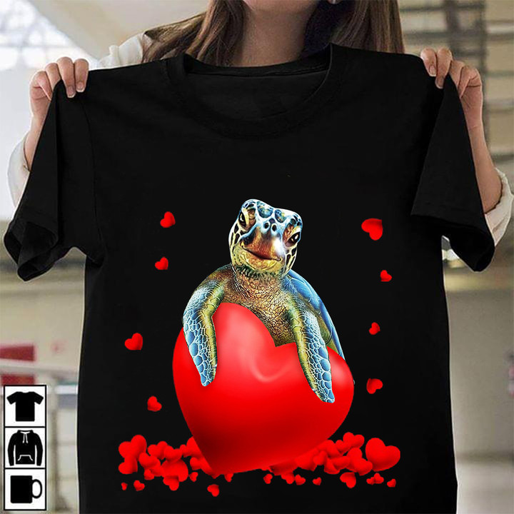 Turtle With Heart Shirt Shirt Funny Graphic Tees Gifts For Turtle Lovers