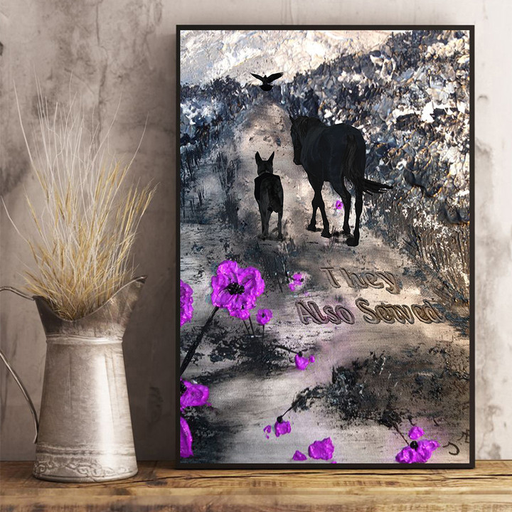 Animals They Also Served Purple Poppy Poster Remember Sacrificed Animals Wall Art Poster