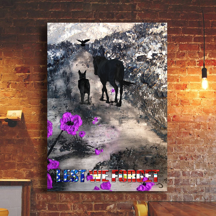 Animals Lest We Forget Purple Poppy Poster Animals In War Remembrance Wall Art