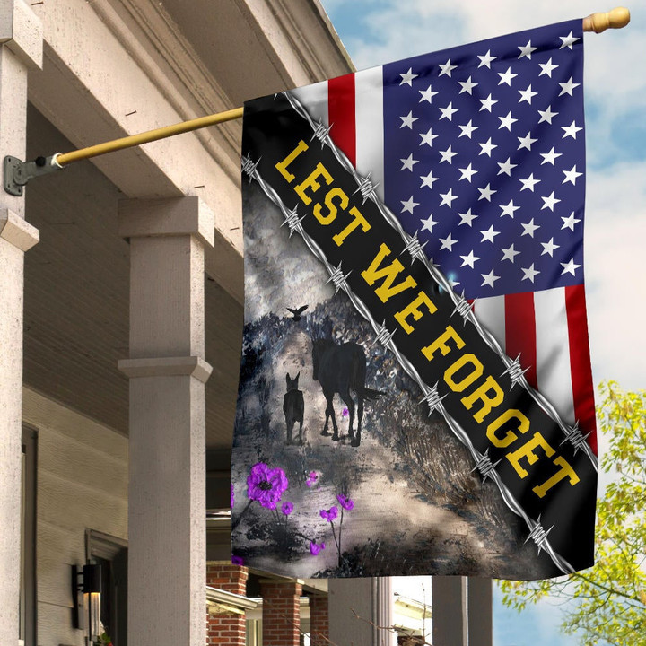 Animals Lest We Forget Purple Poppy American Flag Remembrance Animals In War Patriot Merch