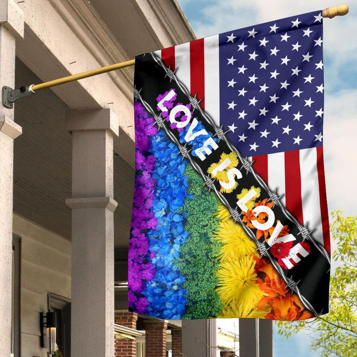 LGBT Flowers Love Is Love American Flag Pride Month Support LGBT Merchandise Yard Decor
