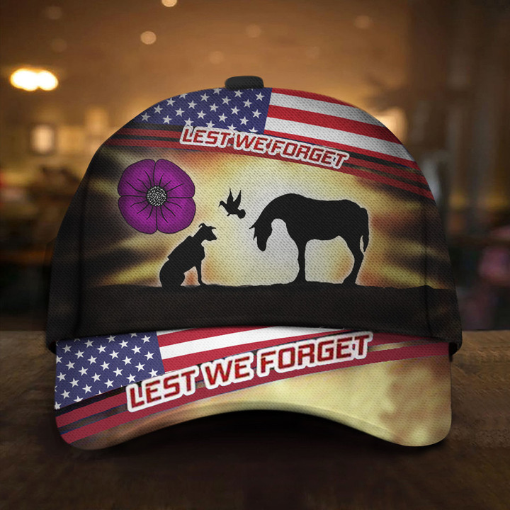 American Veteran Animal Lest We Forget Hat