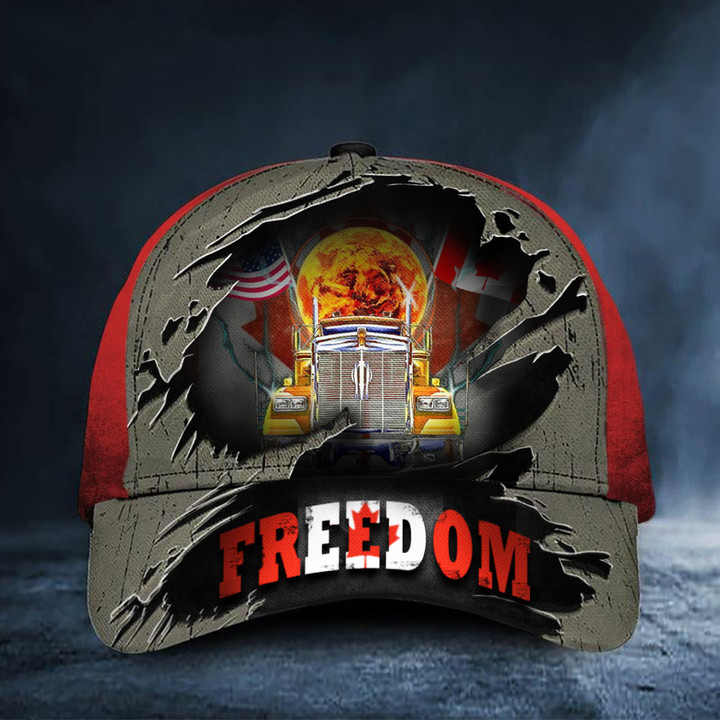 Trucker Freedom Convoy Hat Support Truckers For Freedom Convoy 2022 US Canadian Flag Cap