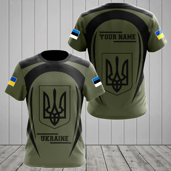 Personalized Estonia Ukraine Shirt Mens Ukrainian Flag Trident Apparel