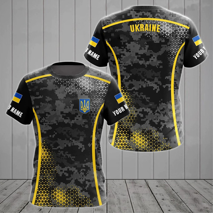 Personalized Ukraine T-Shirt Camo Honor Ukrainian Flag Stand With Ukraine Shirt For Men