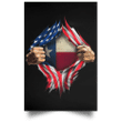 Texas Heartbeat Inside American Flag Vertical Poster Texas Pride Apparel Fourth Of July