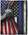(Remove) Thin Blue Line Flag Inside American Flag Blanket Honoring our Men and Women of Law Enforcement (60x80 IN) (CC)