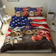 Three Sloths Halloween American Flag Bedding Set Halloween Duvet Cover Merch Adults Gifts
