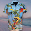Dachshund At Beach Holiday Hawaiian Shirt Cute Family Vacation Button Up Shirt Mens Womens