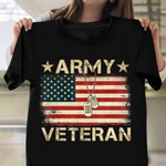Army Veteran Shirt Vintage American Flag Patriotic Tees Army Retirement Gifts