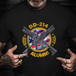 DD-214 Armed Forces Alumni T-Shirt USA Veteran Army Clothing Military Retirement Gift Ideas