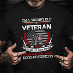 I Am A Grumpy Old Veteran Shirt Funny Sarcastic Army Veteran T-Shirts Patriotic Gifts