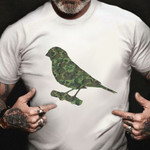 Military Finch US Songbird Camouflage Print T-Shirt Unique Gifts For Veterans