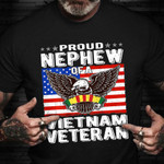 Eagle Proud Nephew Of A Vietnam Veteran Shirt Vintage American Flag T-Shirt Veterans Day Gifts