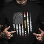 Proud Iraq Veteran Flag Shirt Vintage American Flag T-Shirt Patriotic Gifts For Veterans