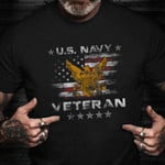 U.S Navy Veteran Shirt Vintage USA Flag Patriotic Navy Veteran T-Shirt Apparel Gift