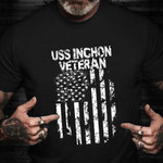 USS Inchon Veteran T-Shirt Vintage American Flag T-Shirt Veterans Day Gift Ideas