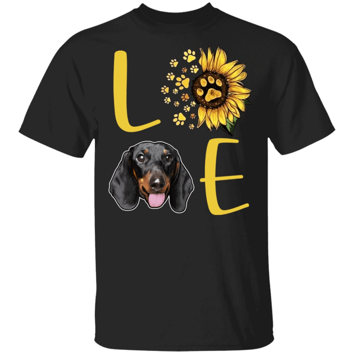 Adorable Dachshund Paw Love Sunflower Shirt Womens - Gifts For Dog Lover