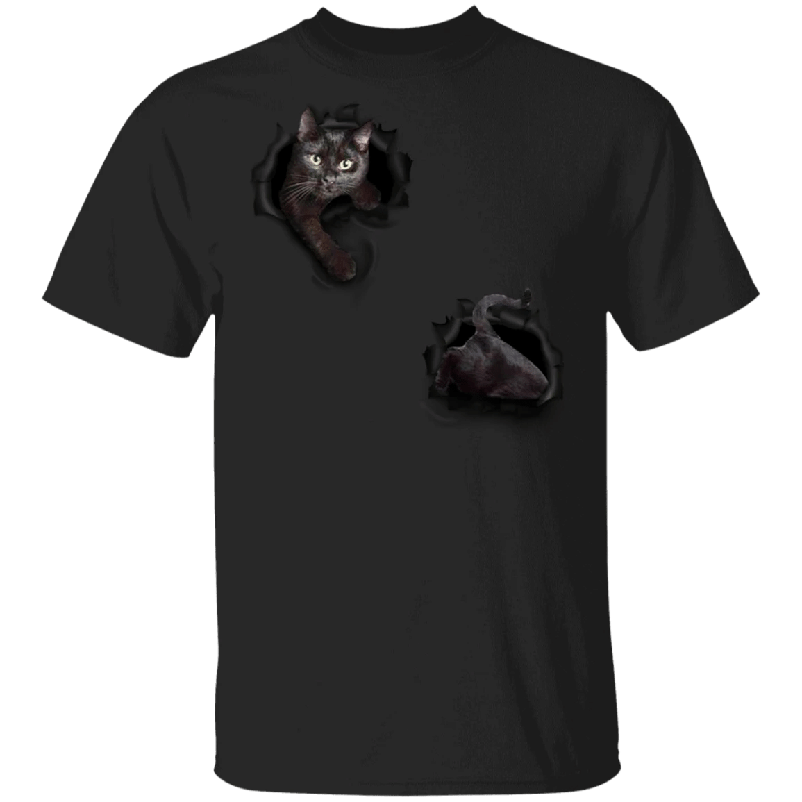 Cute 3D Cat Black Printing Men and Women T-Shirts Cat Shirts