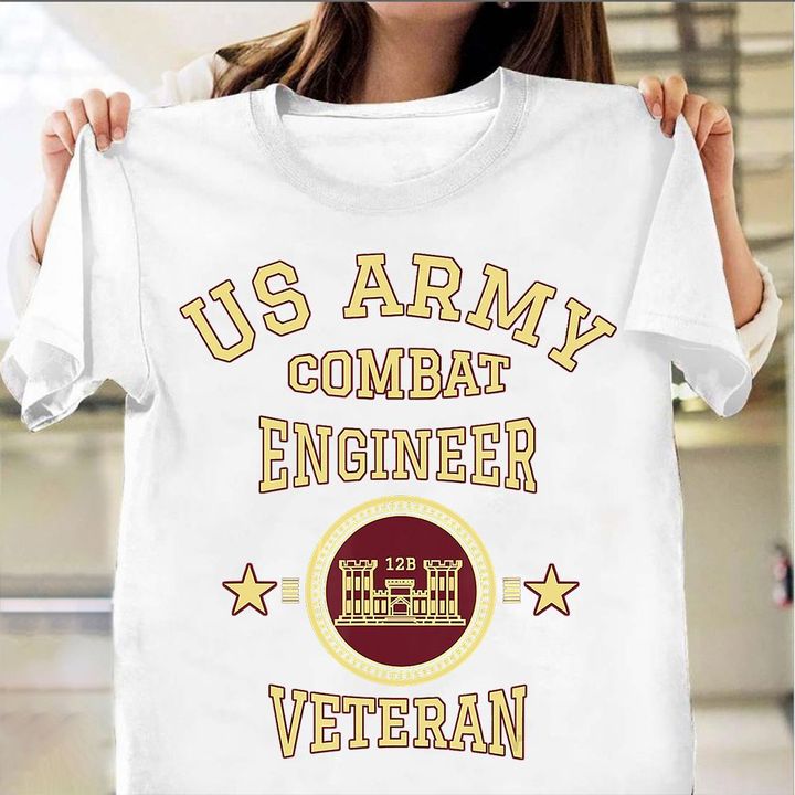US Army Combat Engineer Veteran T-Shirt Vintage Army Shirt Patriotic Gifts For Veterans
