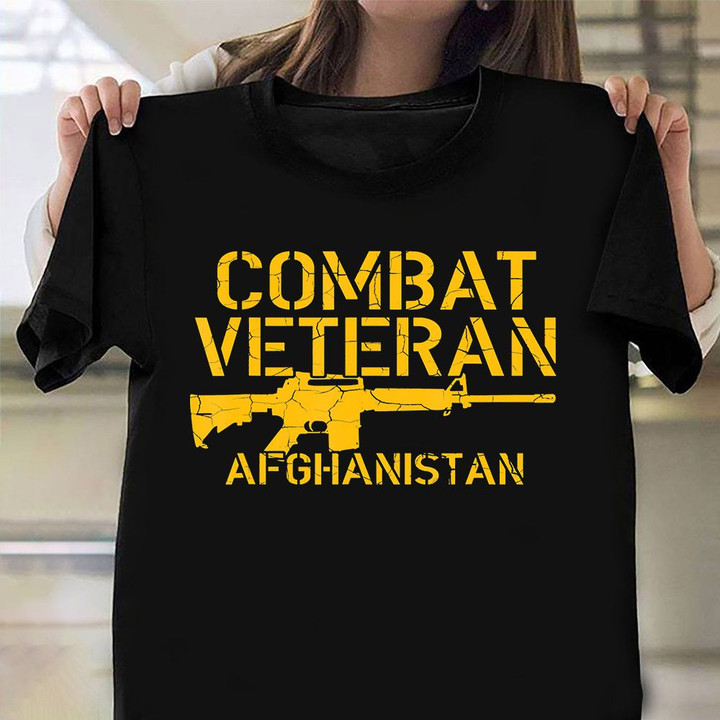 Combat Veteran Afghanistan Shirt Proud American Veteran T-Shirt Military Retirement Gift Ideas