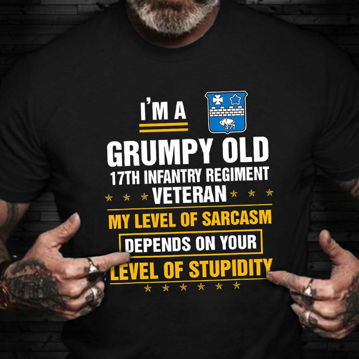 I'm A Grumpy Old 17th Infantry Regiment Veteran Shirt Funny Veteran T-Shirt Gifts For Brother
