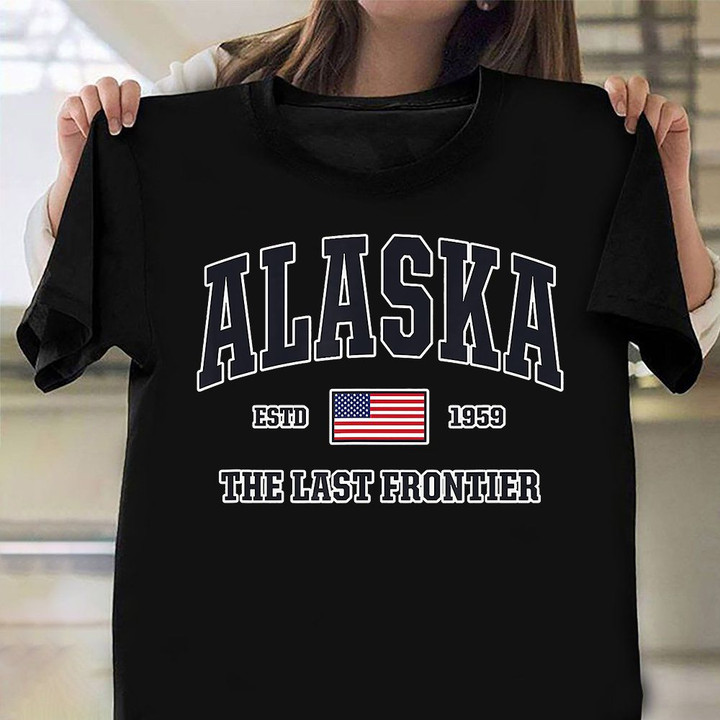 Alaska ESTD 1959 The Last Frontier Shirt US Flag Mens Gift For Veteran Day 2021 Ideas