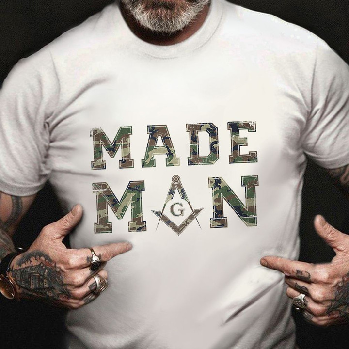 Made Man Masonic Camo Shirt Military Veteran Freemason T-Shirt Gift For Him