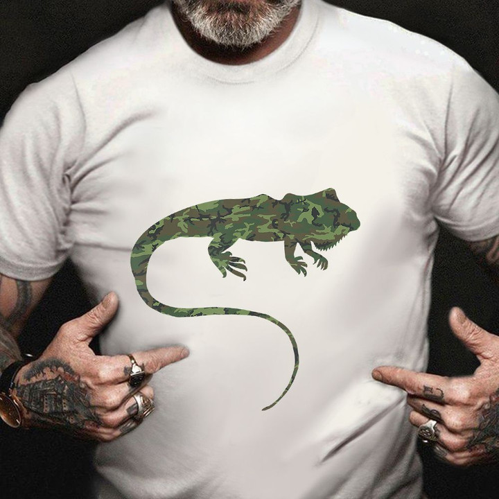 Military Iguana Camo Print Lizard Animal Shirt Veterans Day Gifts For Boyfriend