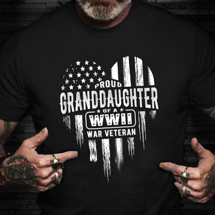 Proud Granddaughter Of A Vietnam Veteran Shirt Heart US Flag T-Shirt Veterans Day Gifts
