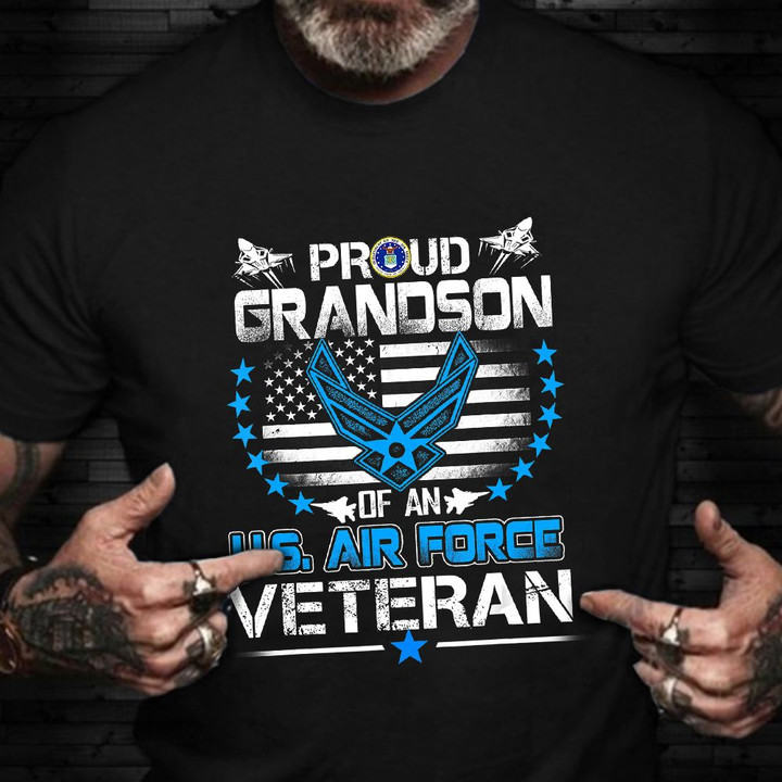 Proud Grandson Of An US Air Force Veteran Shirt USAF Veteran Family Shirt For Grandkids