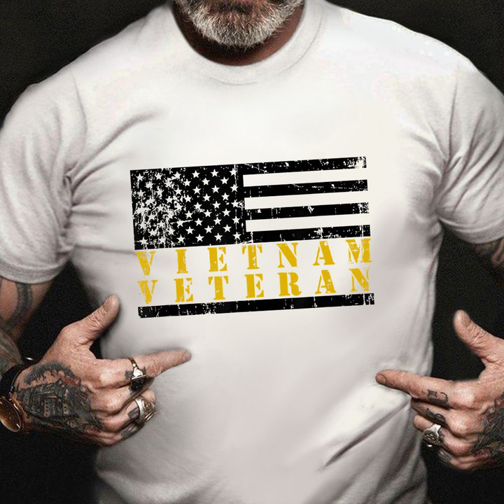 Vietnam Veteran T-Shirt Patriotic US Flag Vietnam Vet Shirt Gift Ideas For Veterans