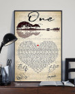 U2 One Song Lyrics Poster Heart Typography Poster Poster Bathroom Wall Decor