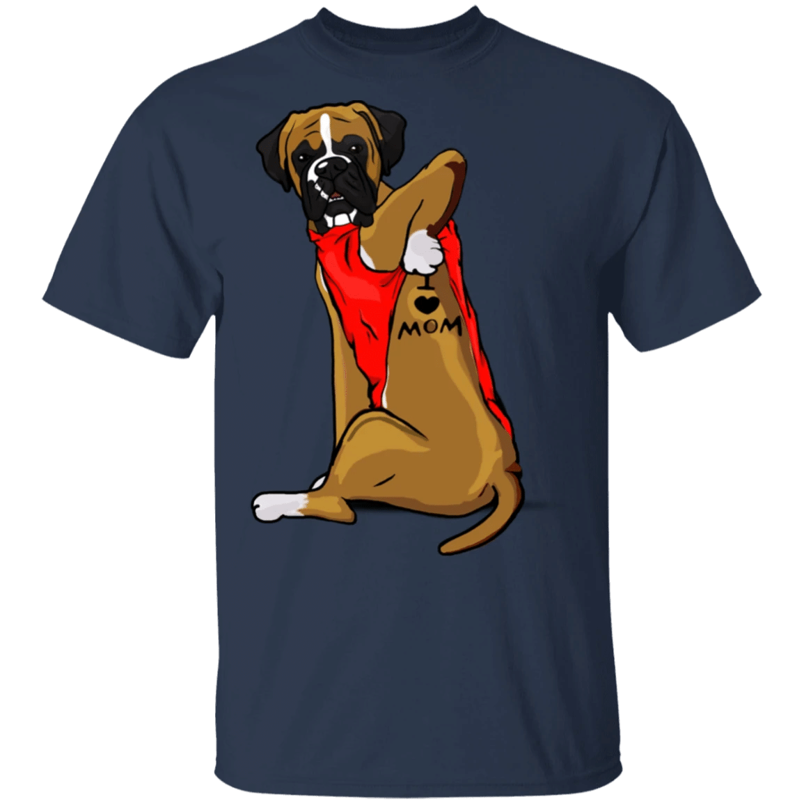 Boxer Tattoo I Love Mom Cute Dog Shirt Mother's Day Gift