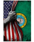 Washington Flag And American Flag Vertical Poster 4th Of July Poster USA