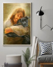 Black Dog With Jesus Poster Christian Art Wall Decor - First Fathers Day Gifts