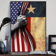 Texas Flag Inside American Flag Vertical Poster 4th Of July Poster Gift For Patriotic