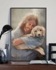 Yellow Lab With Jesus Poster Christian Art Wall Decor - First Fathers Day Gifts