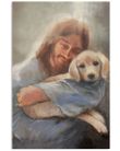 Yellow Lab With Jesus Poster Christian Art Wall Decor - First Fathers Day Gifts