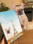 Frenchie Eiffel Tower Canvas Blind Dog Paris Canvas Living Room Decor Gift For Dog Owner