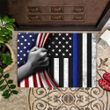 Thin Blue Line Doormat U.S Flag Back The Blue Merchandise Support Law Enforcement Home Decor