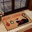 Meowy Catmas Doormat Black Cat Seasonal Designs Rustic Indoor Decor Xmas Gifts For Cat Lovers