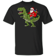 Santa Claus Riding T-Rex Shirt Cute Dinosaur Ugly Christmas Shirt Xmas Gift For Couple