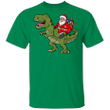 Santa Claus Riding T-Rex Shirt Cute Dinosaur Ugly Christmas Shirt Xmas Gift For Couple