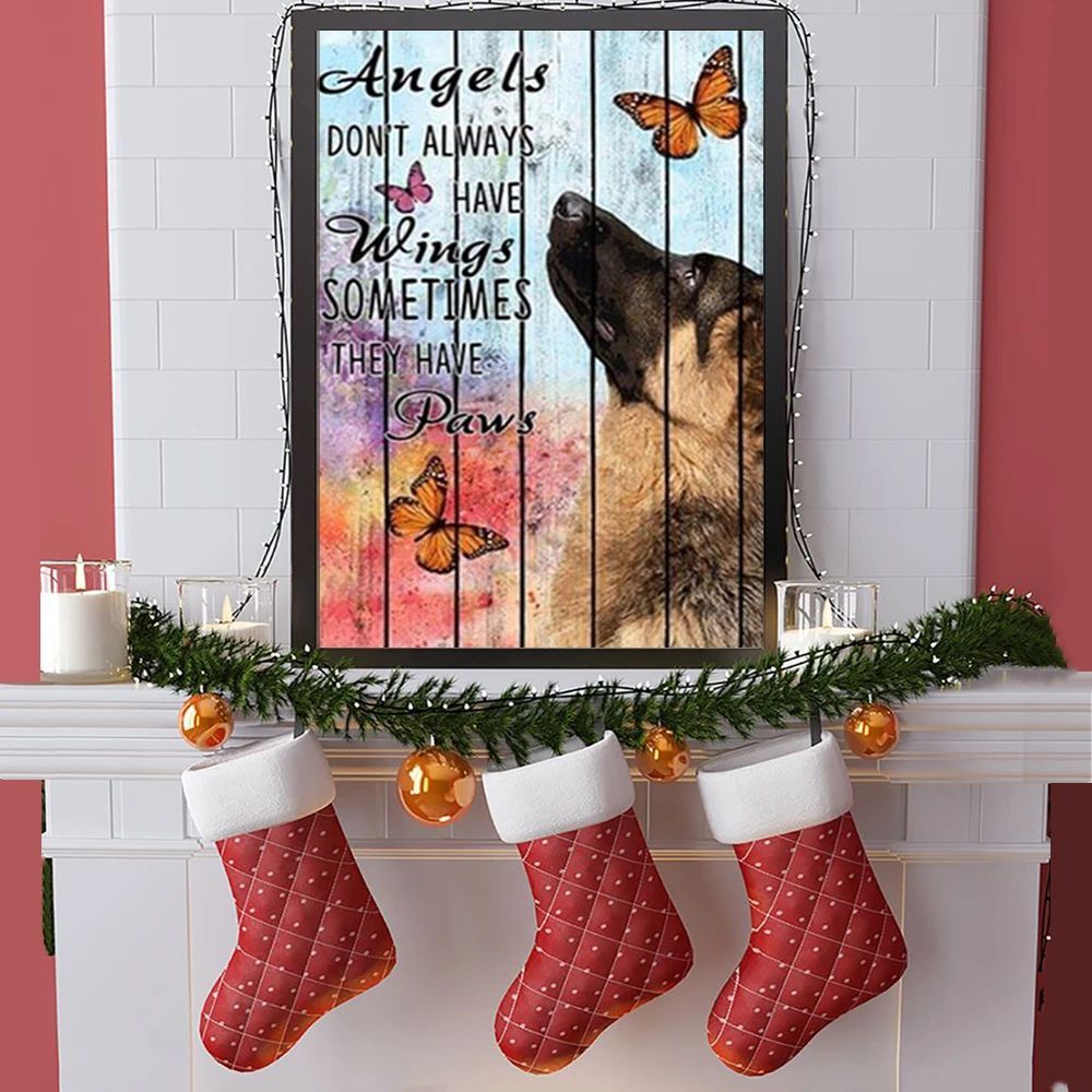 German Shepherd Angels Don't Always Have Wings Poster Graphic Vintage Poster For Home Decor
