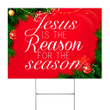 Jesus Is The Reason For The Season Yard Sign Pine Pattern Red Christmas Seasonal Decorations