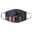 Thin Blue Line And U.S Flag Cloth Face Mask Old Retro 3D Print Honor Our Law Enforcement